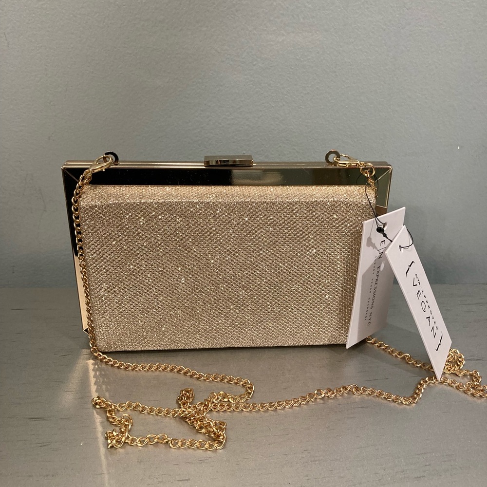 Expressions NYC gold crossbody/clutch evening bag